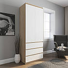 Шафа дуб сонома з білим фасадом без ручок зі штангою та висувними ящиками h211*80*50 см, фото 2