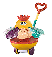Дитяча іграшка каталка на паличці з рухомими елементами та дзвіночком Метелик Помаранчевий