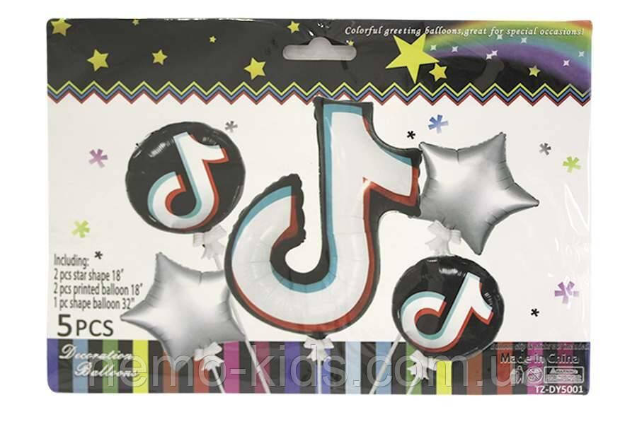 Кульки набір фольгованих Тік ток 5 шт, пак. 26*18см, фото 1