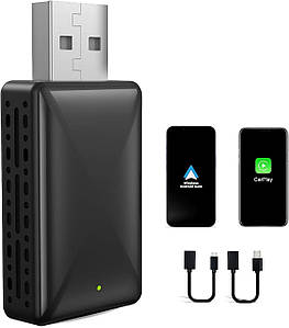 Бездротовий адаптер CarPlay та Android Auto 2-в-1 - стабільне та швидке підключення, підтримка iPhone і Android