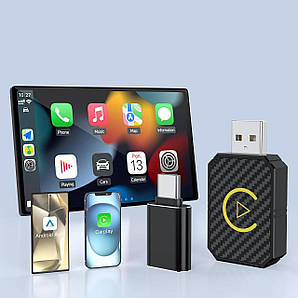 Бездротовий адаптер CarPlay Q1M. USB-модуль для iOS 12+ та Android, швидке підключення без затримок