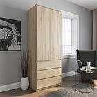 Шафа дуб сонома для одягу зі штангою та висувними ящиками h211*80*50 см, фото 2