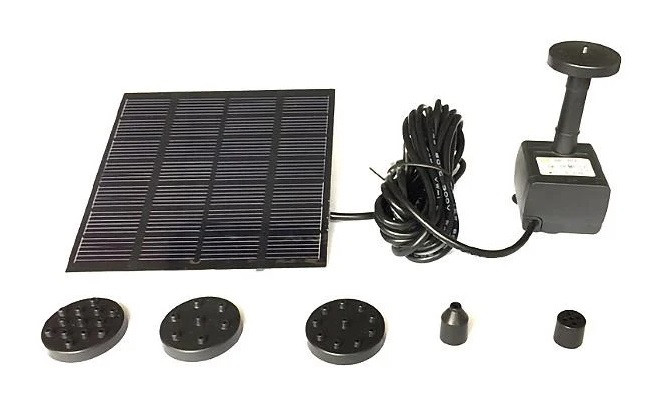 Фонтан Flores на сонячній панелі квадрат з 6 насадками 11х11 см водяний насос 7 v, фото 1