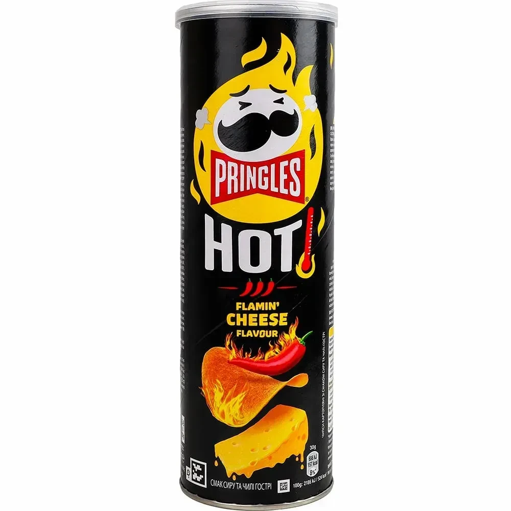 Чіпси Pringles Hot зі смаком сиру та чилі (Flamin' Cheese) 160г