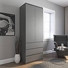 Шафа сіра (антрацит) без ручок зі штангою та 3 ящиками h211*80*50 см, фото 2