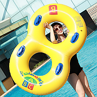 Надувне коло для плавання з ручками "ABC", подвійне, 160x100 см, Жовтий