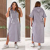 Жіноча літня сукня батал з капюшоном у спортивному стилі з льону 48-58, фото 5