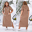 Жіноча літня сукня батал з капюшоном у спортивному стилі з льону 48-58, фото 4