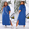 Жіноча літня сукня батал з капюшоном у спортивному стилі з льону 48-58, фото 3
