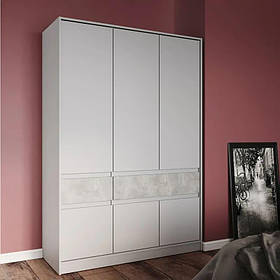 Шафа розпашна для одягу з висувними шухлядами (полиці - штанга) Эверест Стайл-1400 140х53х203 см Кашемір/Бетон (DTM-071164)