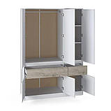 Шафа розпашна для одягу з висувними шухлядами (полиці - штанга) Эверест Стайл-1400 140х53х203 см Німфея Альба (білий)/Дуб крафт, фото 3