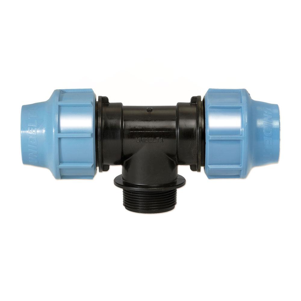 Трійник для поліетиленових труб Unidelta 1010 Ø32х3/4"Зх32 PN16 PP-B з зовнішньою різьбою і УФ захистом (67338), фото 1