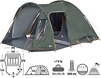 Чотиримісний намет High Peak Tessin 4.1 | Кемпінгова купольна палатка з просторим тунельним тамбуром і додатковим бічним входом