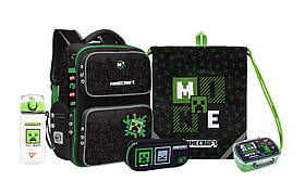 Шкільний набір YES Minecraft Time S-101 LED (рюкзак, пенал, сумка, ланчбокс, пляшка) 130-145 см