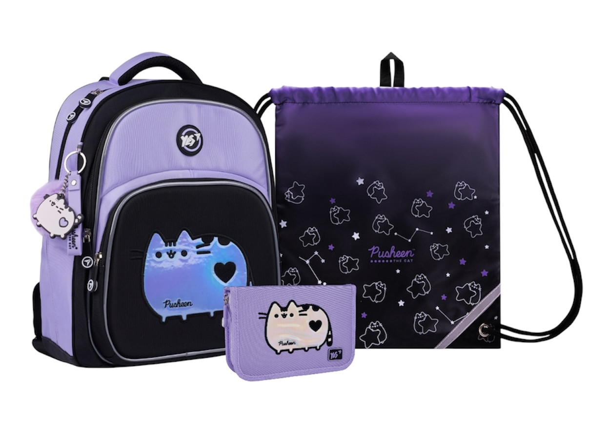 Шкільний набір YES S-91 Pusheen Shiny (рюкзак, пенал, сумка) 130-145 см, фото 1