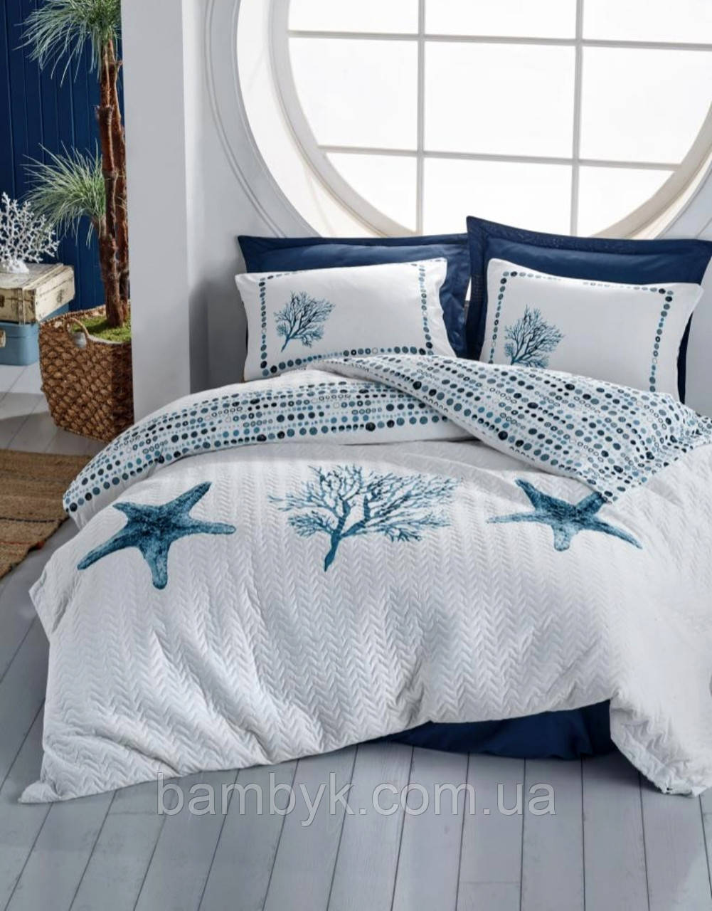 Постільна білизна Maritime Cotton Box "Star Lacivert" ранфорс Ranforce бавовняна євро розміру Туреччина