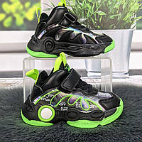 Кросівки дитячі для хлопчика Paliament чорні з зеленим демісезонні утеплені 5896