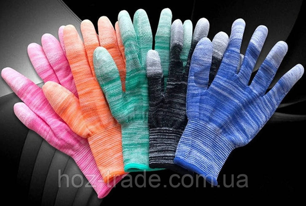 Рукавички робочі жіночі стрейчеві з латексними вставками для саду господарських робіт — 12 пар