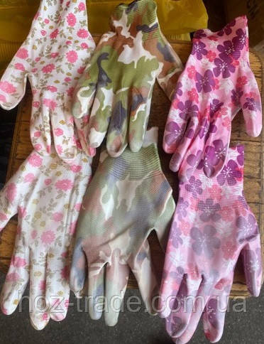Рукавички робочі жіночі стрейчеві з малюнком (L), фото 1