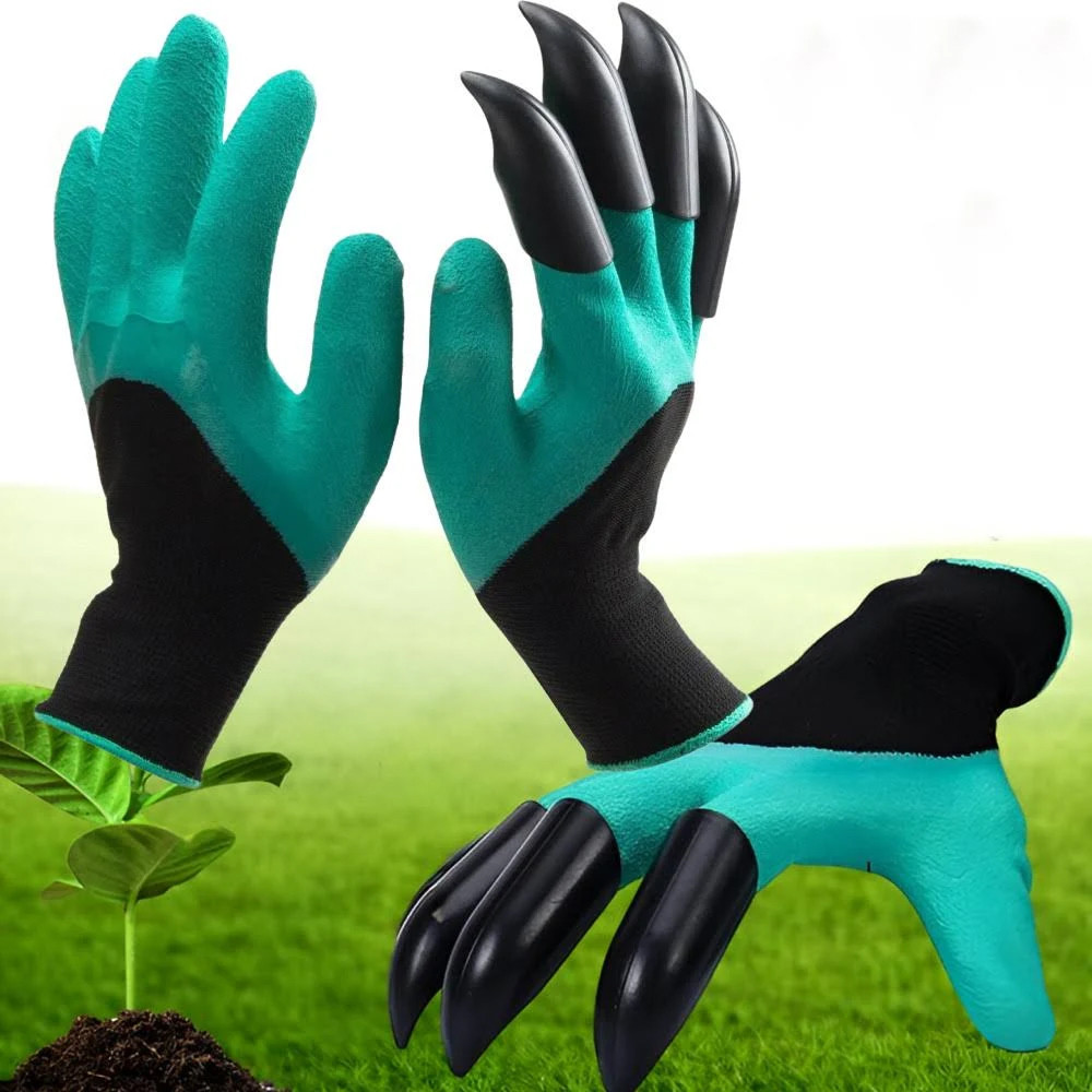 Садові рукавички з кігтями для розпушування GARDEN GLOVE / Граблі рукавички для городу з пластиковими наконечниками, фото 1