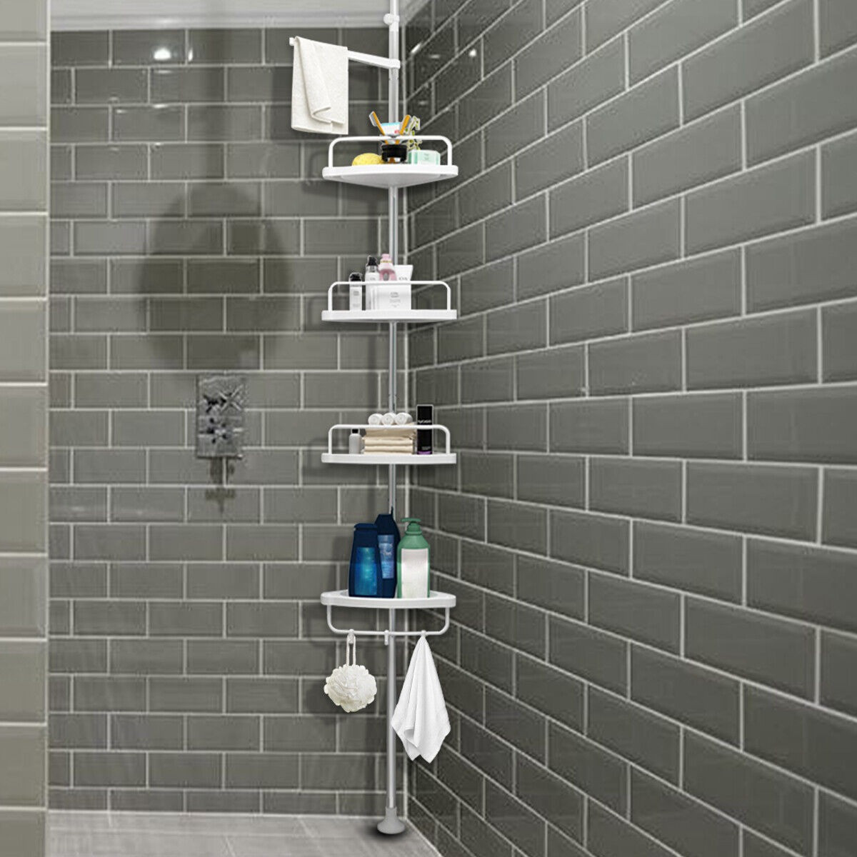 Кутова полиця для ванної 4 яруси (260х33 см), до 16кг, Multi Corner Shelf GY-18 / Телескопічна полиця у ванну, фото 1