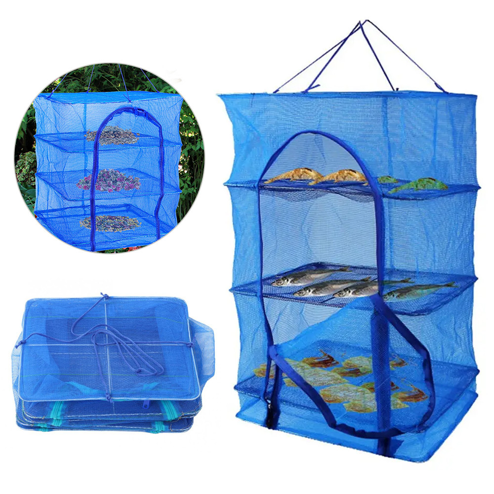 Сітка для сушіння риби 45×45×65см / Складна сушарка фруктів грибів та овочів на 3 яруси, фото 1