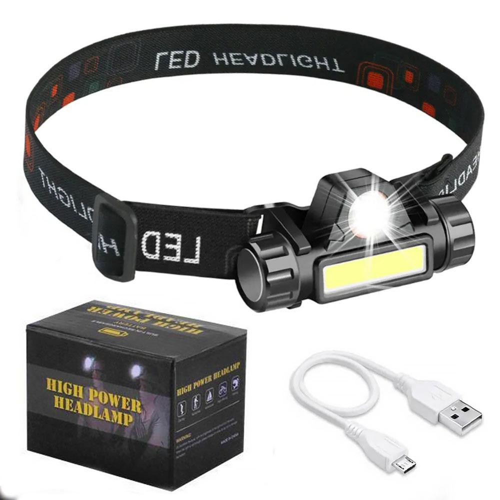 Налобний LED ліхтар 2в1 BL-8101 XPE+COB, з USB / Потужний акумуляторний ліхтарик на голову з магнітом, фото 1