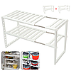 Кухонна полиця для посуду 38-70 см, KITCHEN RACK / Регульована полиця на кухню / Стелаж органайзер під раковину, фото 3