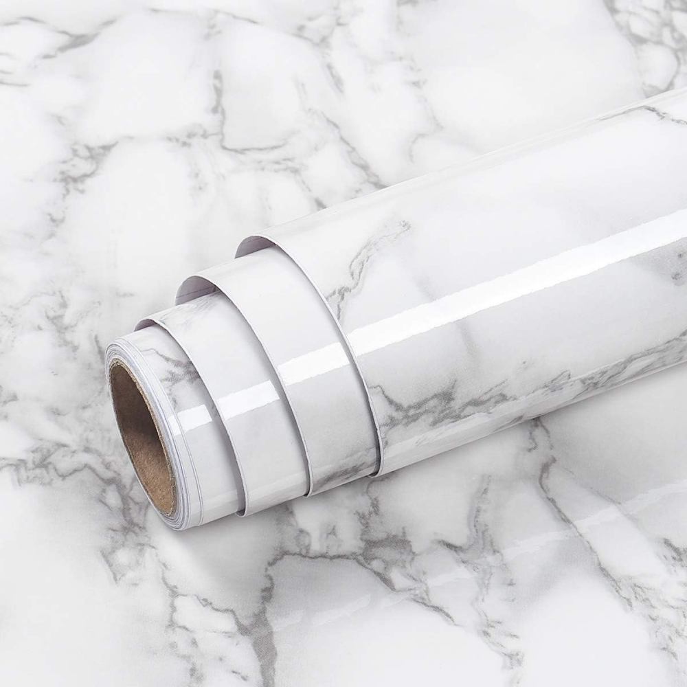 Самоклеюча плівка під мармур 200х60см, Білий мармур / Мармурова наклейка / Самоклейка для кухні, фото 1