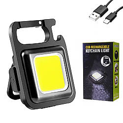 Ліхтарик брелок c карабіном і магнітом LED COB, 500mAh / Портативний акумуляторний ліхтар / LED ліхтар