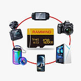 Карта памʼяті microSD Rammind 64GB U3 C10 з адаптером SD, швидкісна TF карта для телефону, відео, фото, фото 3