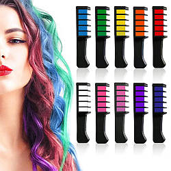 Набір кольорової крейди для волосся 10 шт / Дитяча крейда для волосся / Набір гребінців з кольоровою крейдою для волосся