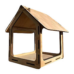 Годівниця для птахів з фанери 25х25х22см, Будиночок / Підвісна годівниця для пташок / Вулична годівниця для синичок