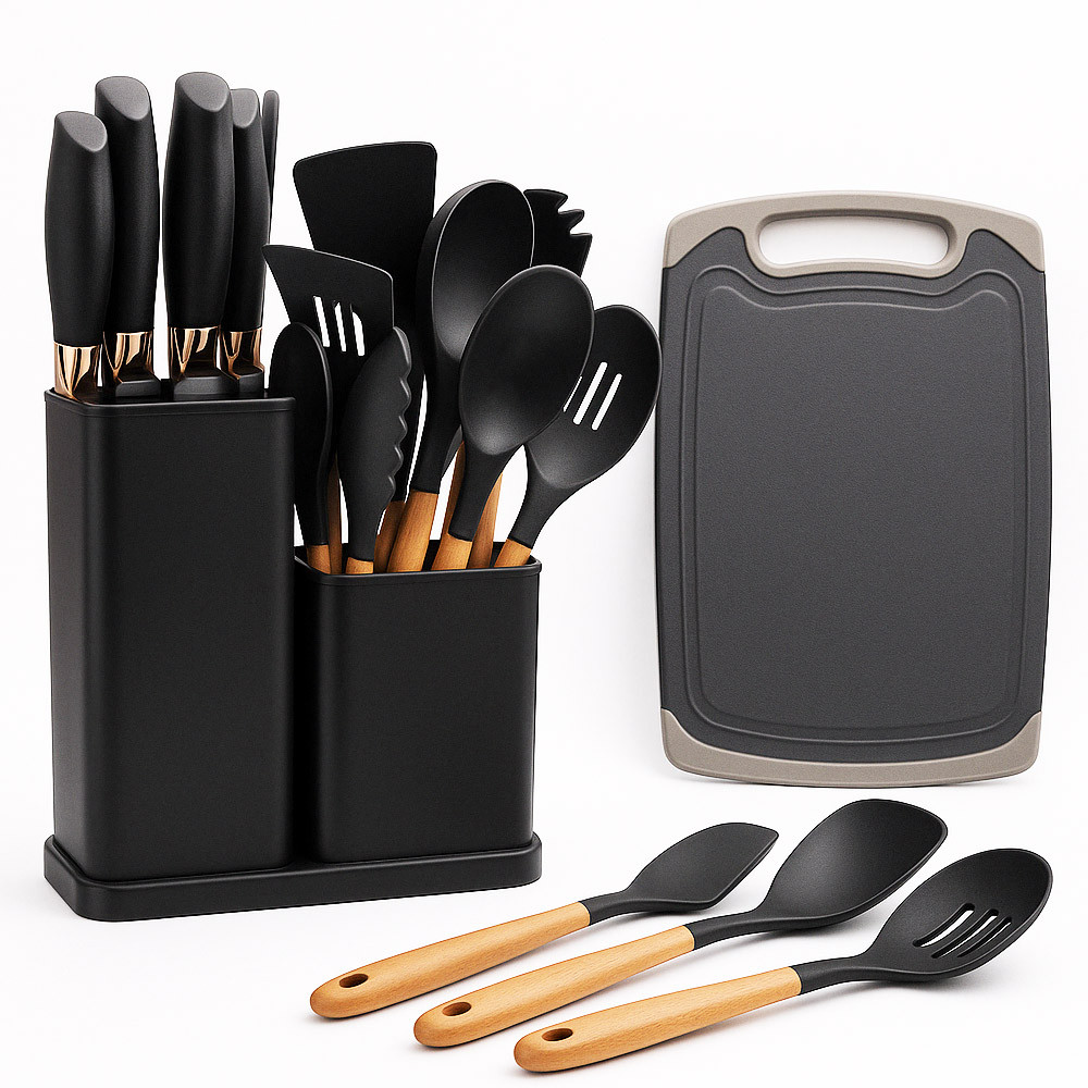 Набір кухонного приладдя, 19 предметів Kitchen Set, Чорний / Силіконовий набір для кухні/Кухонний набір, фото 1