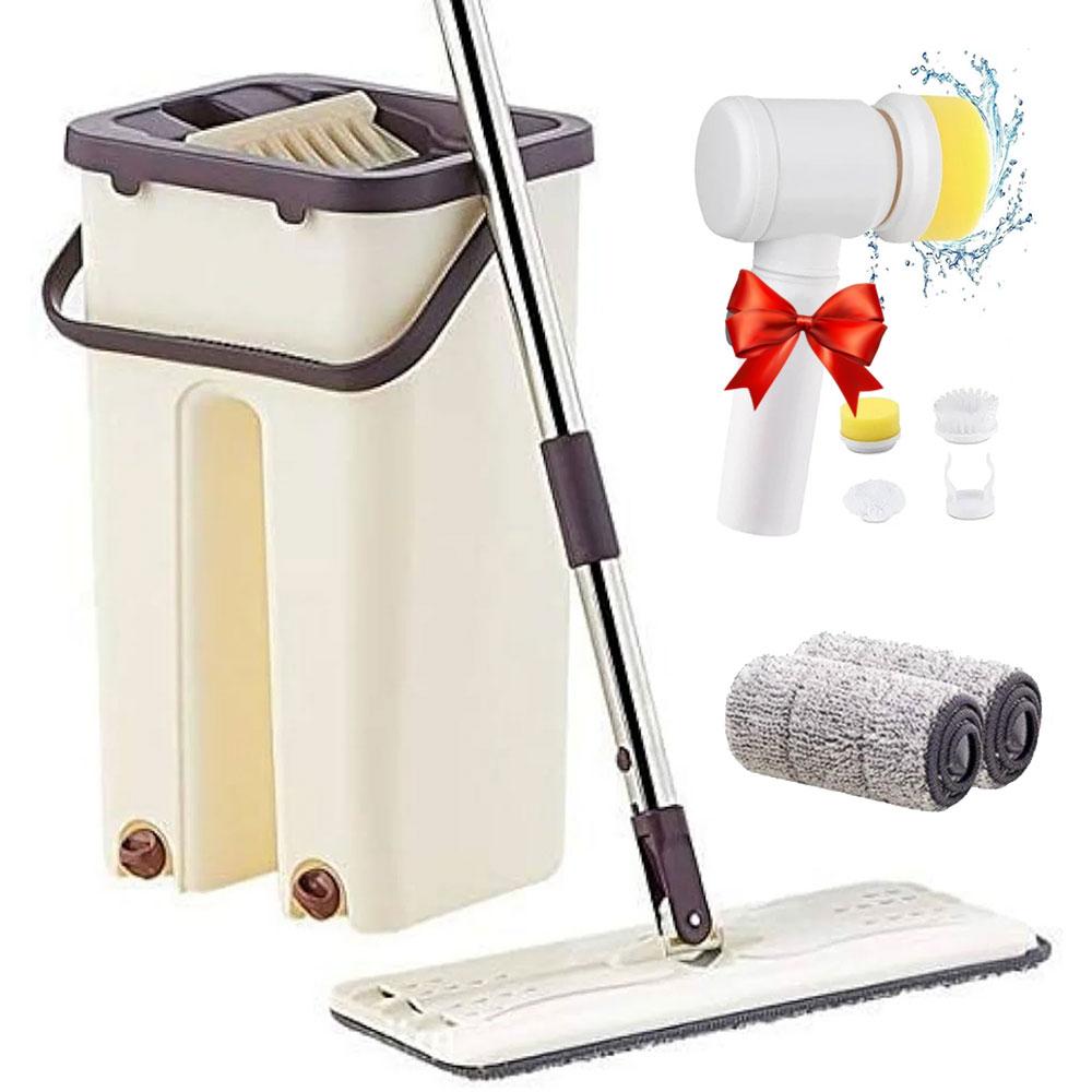 Швабра з відром Scratch Cleaning Mop + Подарунок Щітка для прибирання Magic Brush / Швабра з автоматичним віджимом, фото 1