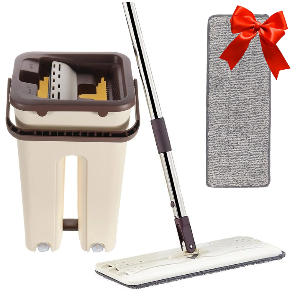 Швабра з відром Scratch Cleaning Mop + Подарунок Запаска для швабри 32*11 см / Швабра з автоматичним віджимом, фото 1
