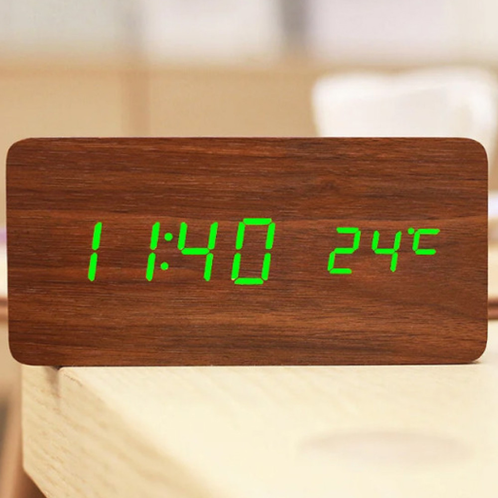 Настільний годинник з LED підсвічуванням і датчиком температури, з USB, VST-862-5 / Електронні годинники / Будильник, фото 1