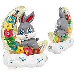 Музична іграшка нічник Зайка на місяці, від батарейок / Дитяча іграшка з підсвічуванням / Нічник для малюків