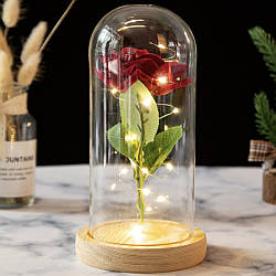 Троянда в колбі з LED підсвічуванням на батарейках, в подарунковій упаковці, Червона / Троянда в колбі / Вічна квітка