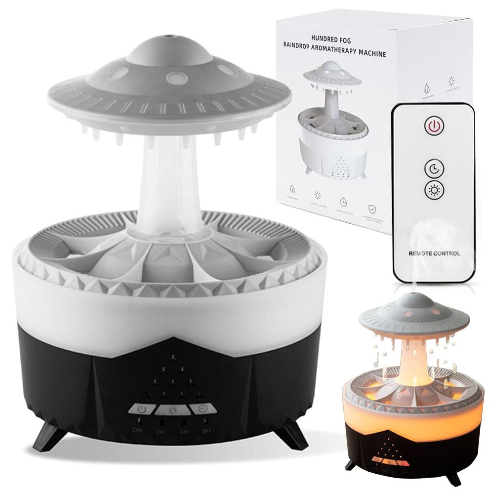 Ультразвуковий зволожувач повітря 350 мл, Гриб Raindrop Humidifier, Чорний / Аромадифузор для дому, фото 1