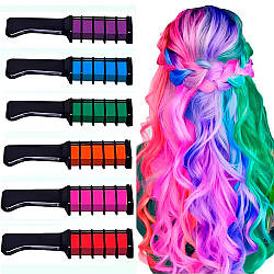 Набір кольорових крейди для волосся 6 шт./Набір гребінців із кольоровими крейдами для волосся/Місячі крейди для волосся
