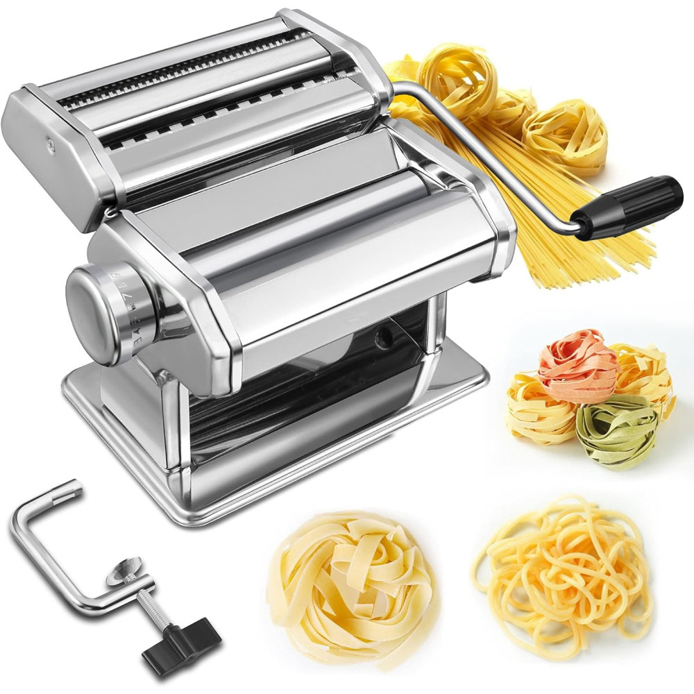 Ручна локшинорізка з розкочуванням тіста, 2 види локшини / Механічна машинка для нарізки локшини / Тісторозкатка, фото 1