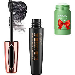 Туш 4D Vibely Xpress Control + Подарунок Маска стік для обличчя / Водостійка гіпоалергенна туш для об'єму