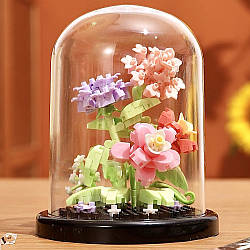 Конструктор Квіти в колбі, 10,5 х8,6см, Мікс різнокольорових квітів / Дитячий конструктор / Квітка з конструктора