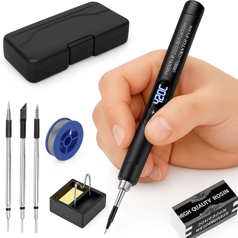 Паяльник з регулюванням температури 8Вт, USB, 260-420°C, C200S G SET / Портативний паяльник / USB паяльник, фото 1