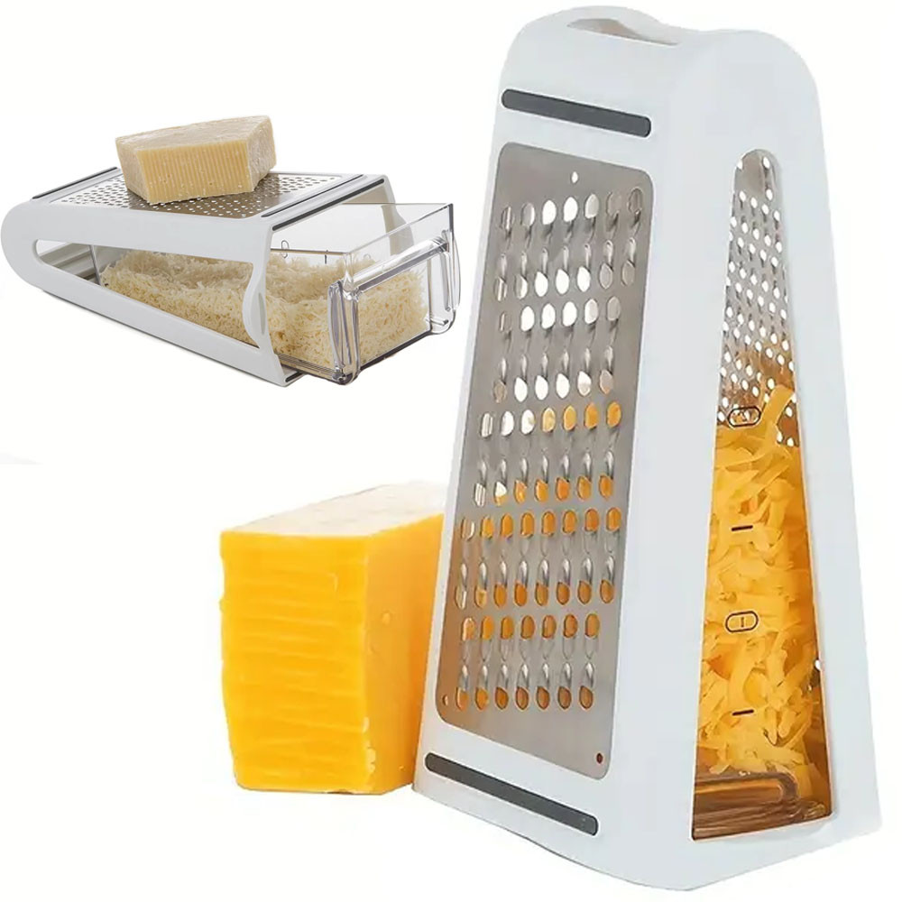 Терка двостороння з контейнером / Ручна терка / Терка для овочів / Терка для сиру / Терка з контейнером, фото 1