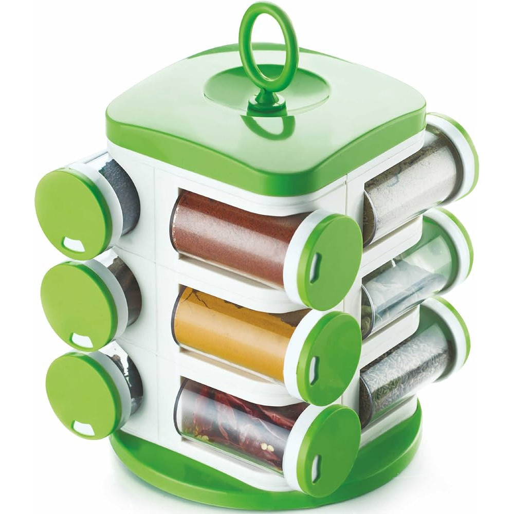 Обертова підставка для спецій + 12 баночок, JN-601 / Органайзер для спецій / Набір для спецій на підставці, фото 1