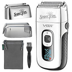 Електробритва шейвер від USB, дисплей, VGR Super Trim V-332, Сріблястий / Машинка для гоління / Акумуляторна бритва