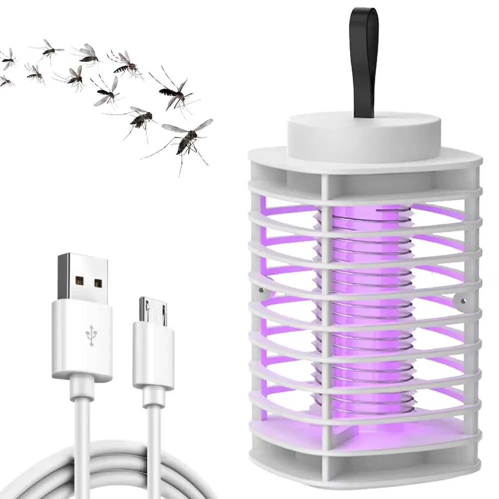 Лампа пастка для комарів Y15, з USB та петелькою, Біла / Портативна лампа-знищувач комах, фото 1