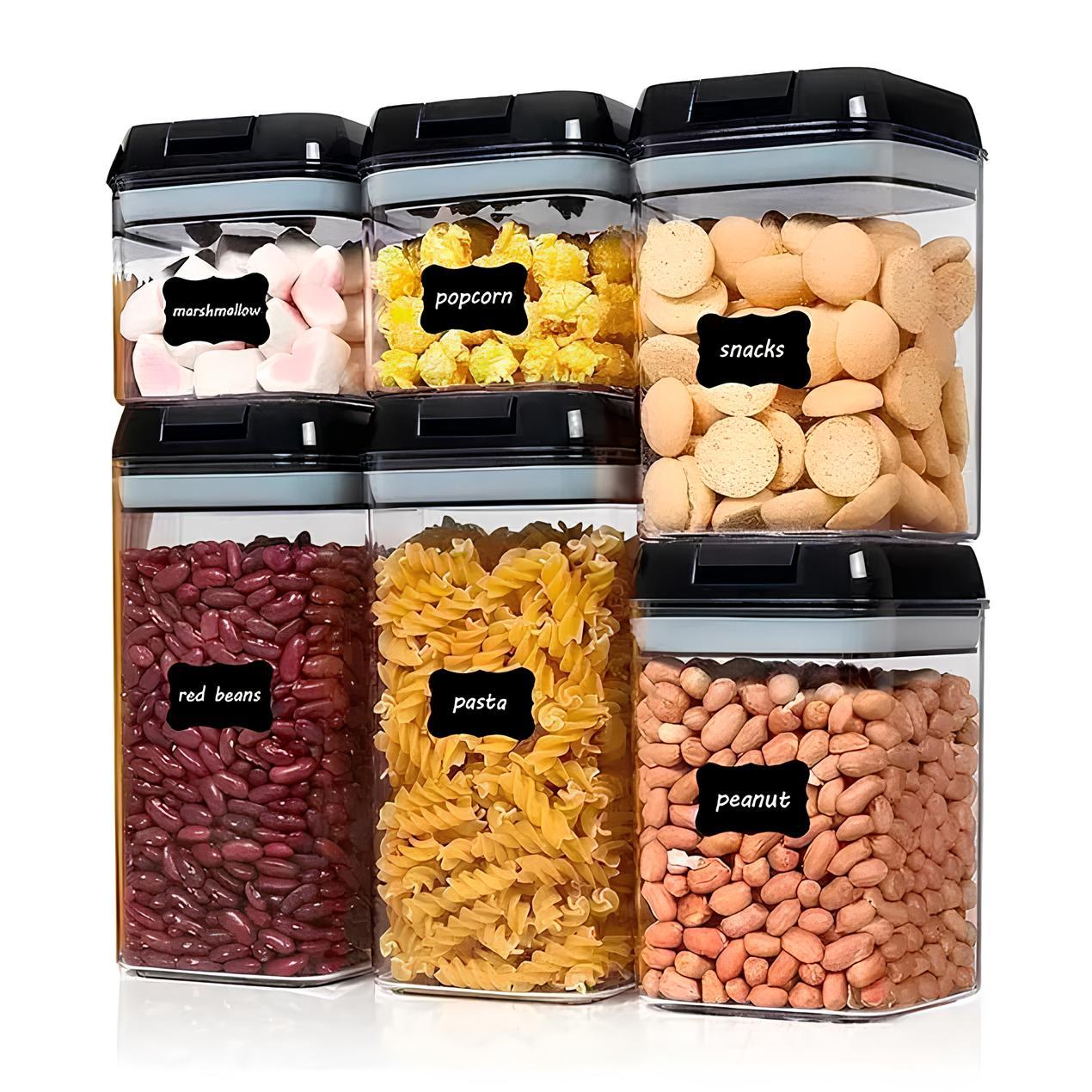 Набір пластикових контейнерів для круп 6шт, Food Storage Container / Набір ємностей для сипучих продуктів, фото 1